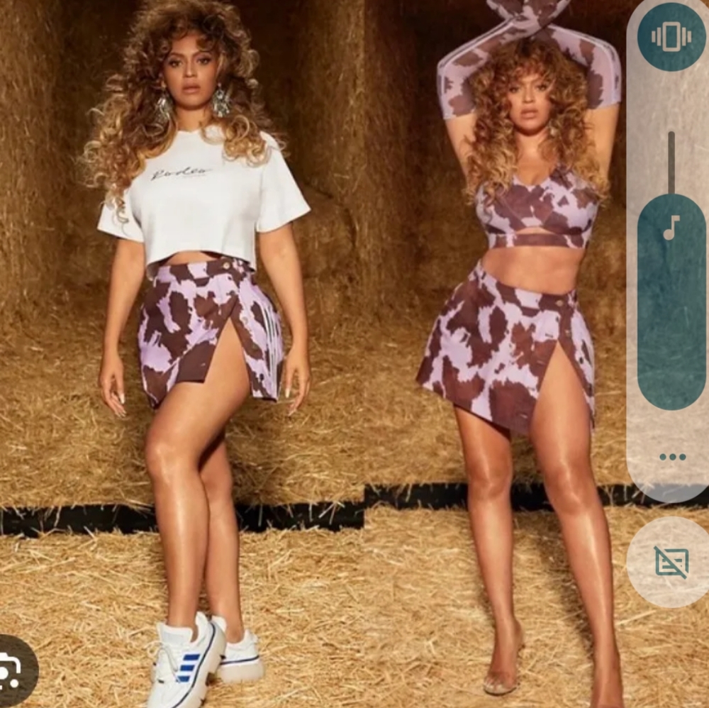 Beyonce adidas x IVY PARK Size 4T Rodeo Cow Print Denim Skirt